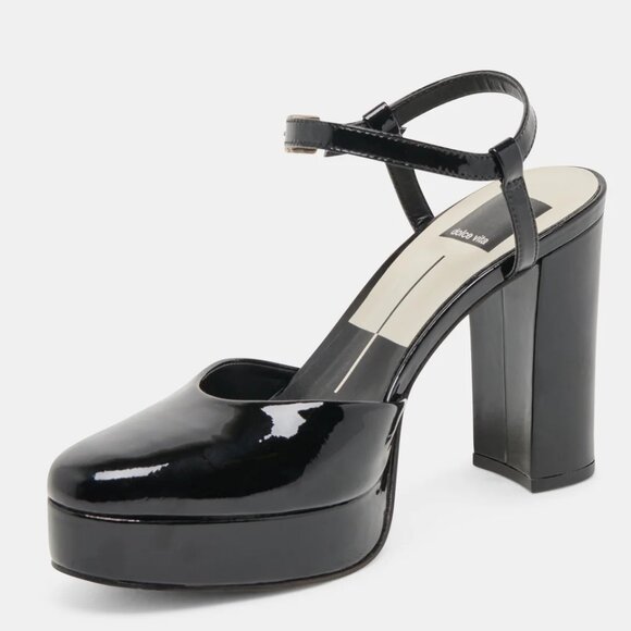 NEW DOLCE VITA Made In Brazil Patent Leather Claud Heels in black 825 3m7 - Picture 1 of 9